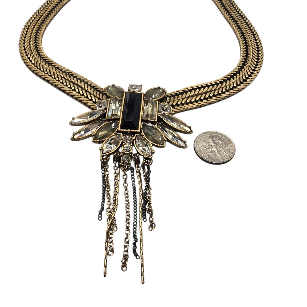 Necklace Butterfly Crystal Clustered Signed Loft Double Herringbone Chain SK3318 - Picture 4 of 10